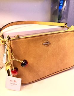 Tan fall suede bag with tags