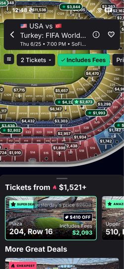 2 tickets USA vs Turkey June 25 Sofi stadium LA
