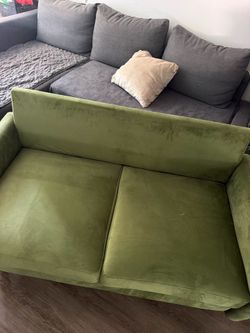 Green velvet couch