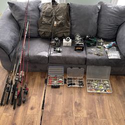 Fishing Gear / Tackle Great Condition & New! Rods, Reels, Vest, Lures, Hard & Soft Baits, Etc…