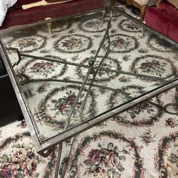 Big Square Glass Metal Table