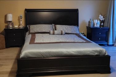 Dark Wood Sleigh Bed Frame