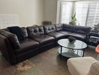 Large Brown Leather Sectional