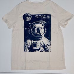 Cat & Jack Space Exploration Graphic T-Shirt - Cream NWT Boys Size Large Husky