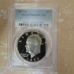 1977-S Eisenhowe Dollar PCGS PR69DCAM Proof Deep Cameo 