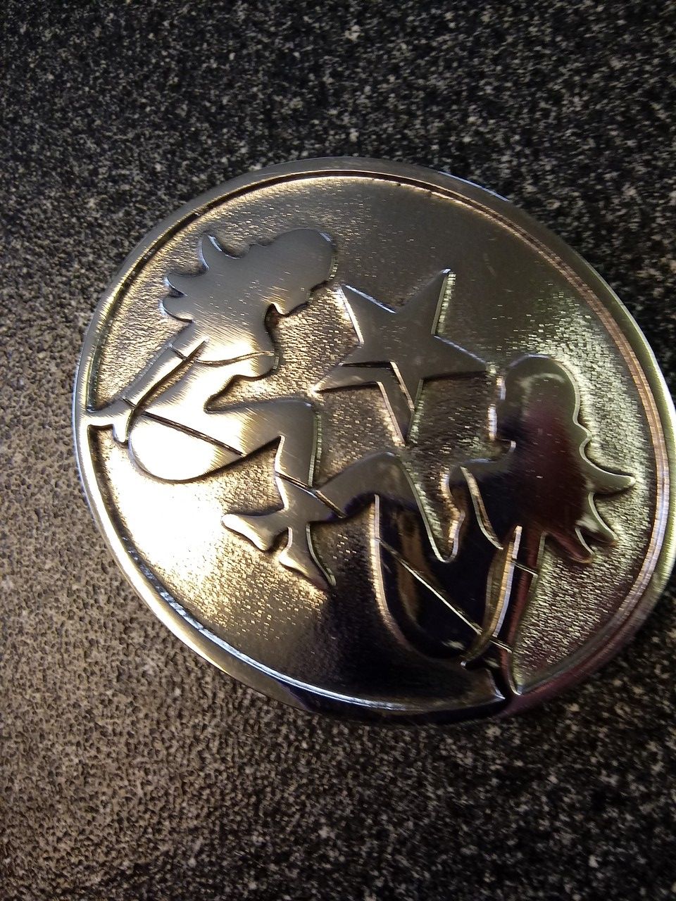 Silver star belt buckle made in. USA