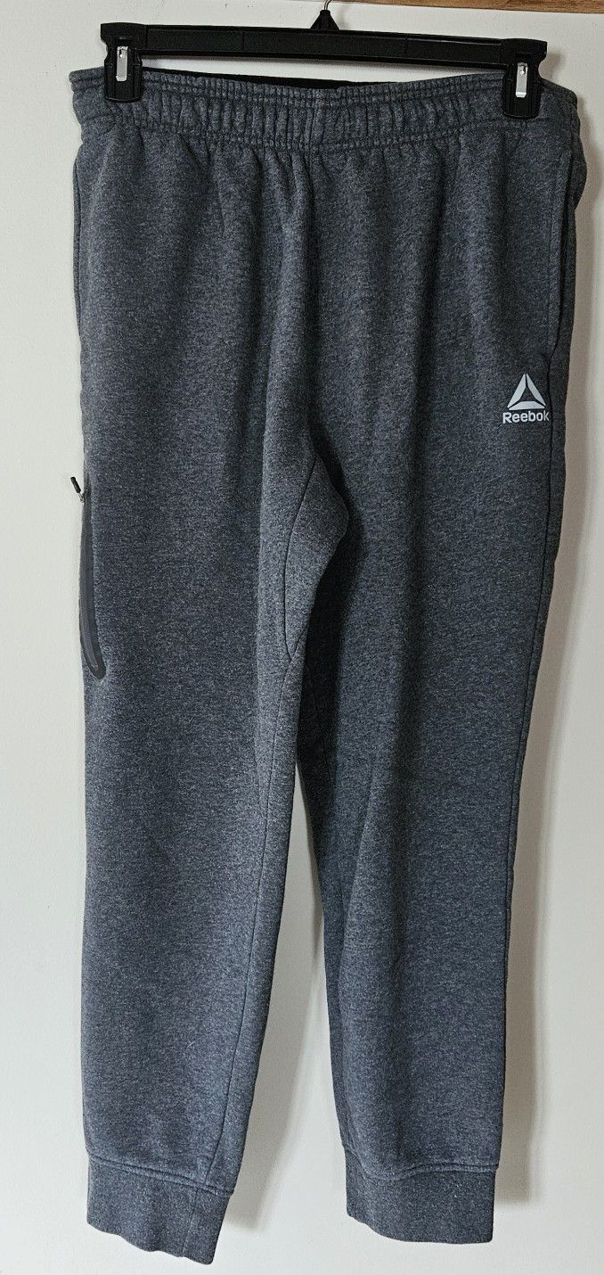 Reebok Sweatpants Men Medium  Run Gray Pockets Elastic Waist Jogger Cruise