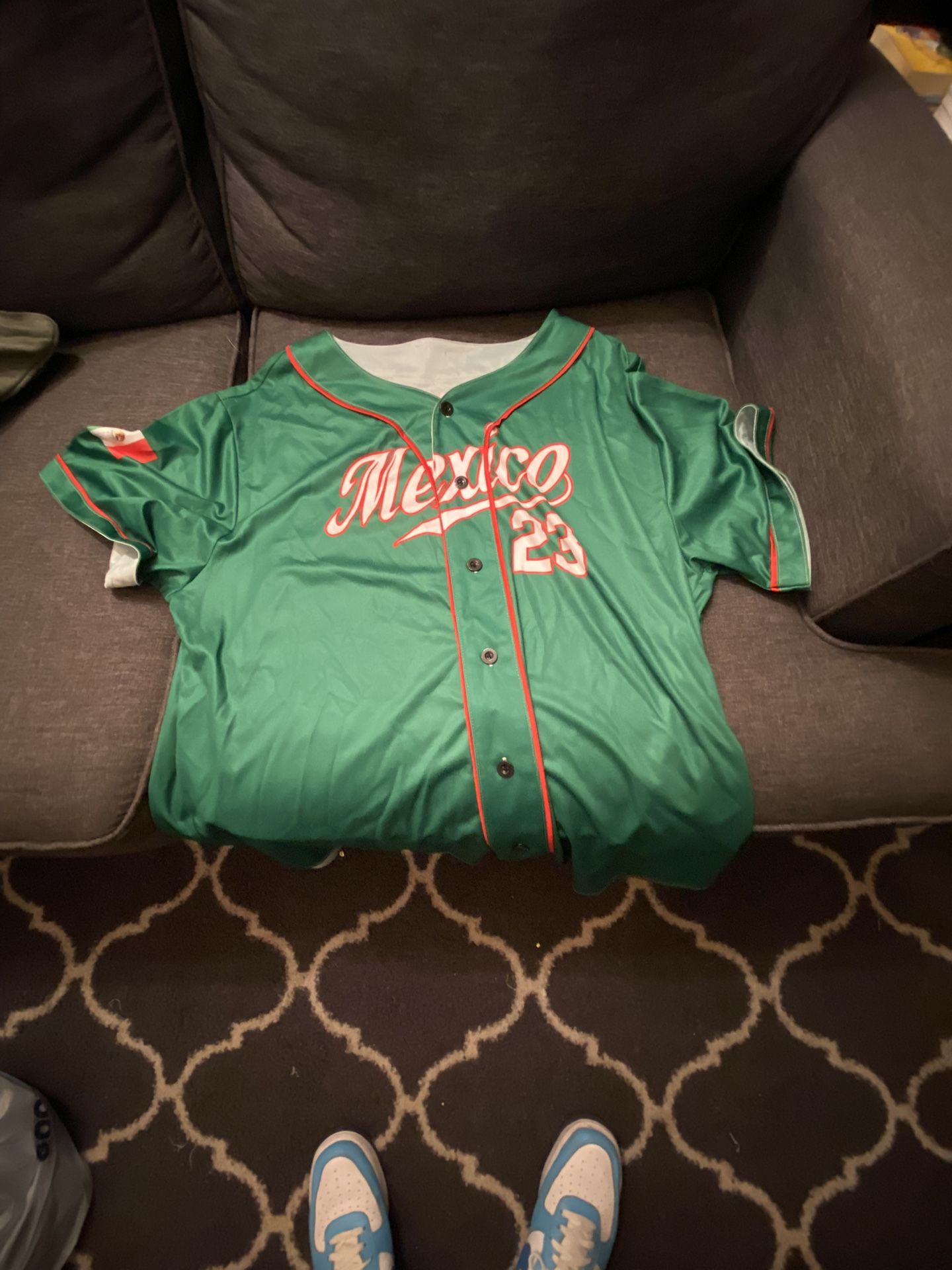 Mexico Baseball Jersey Green with Red Accents (2XL)