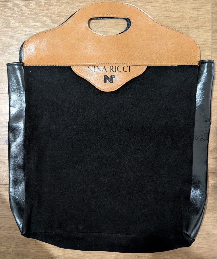 Nina Ricci Vintage Suede And Leather Tote Bag Top Handle