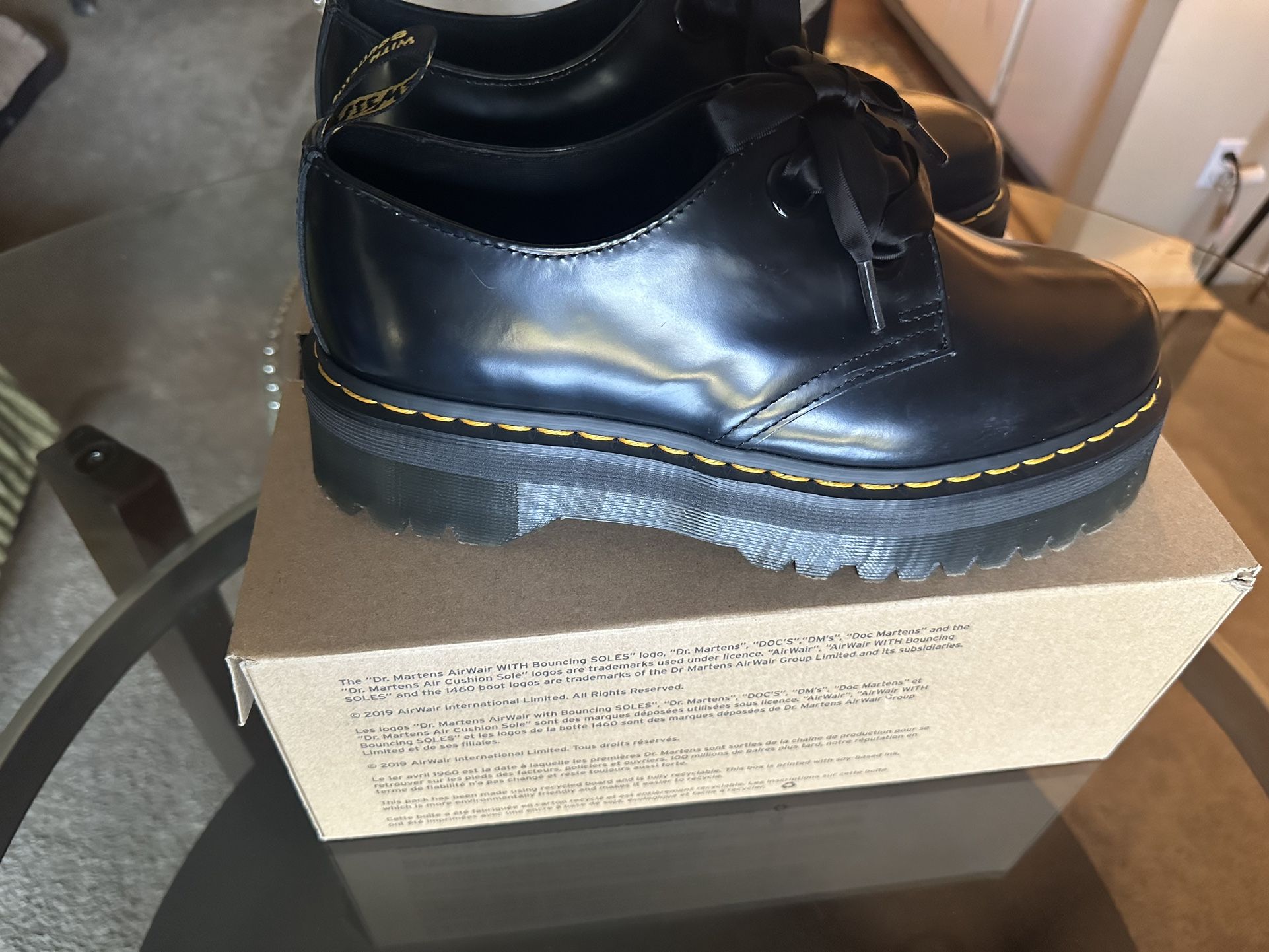 Dr. Martens Women's Holly Platform Retro Quad Black Buttero Leather Worn Once.