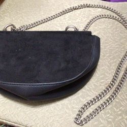EXPRESS SILVER CHAIN  PURSE SUEDE LEATHER