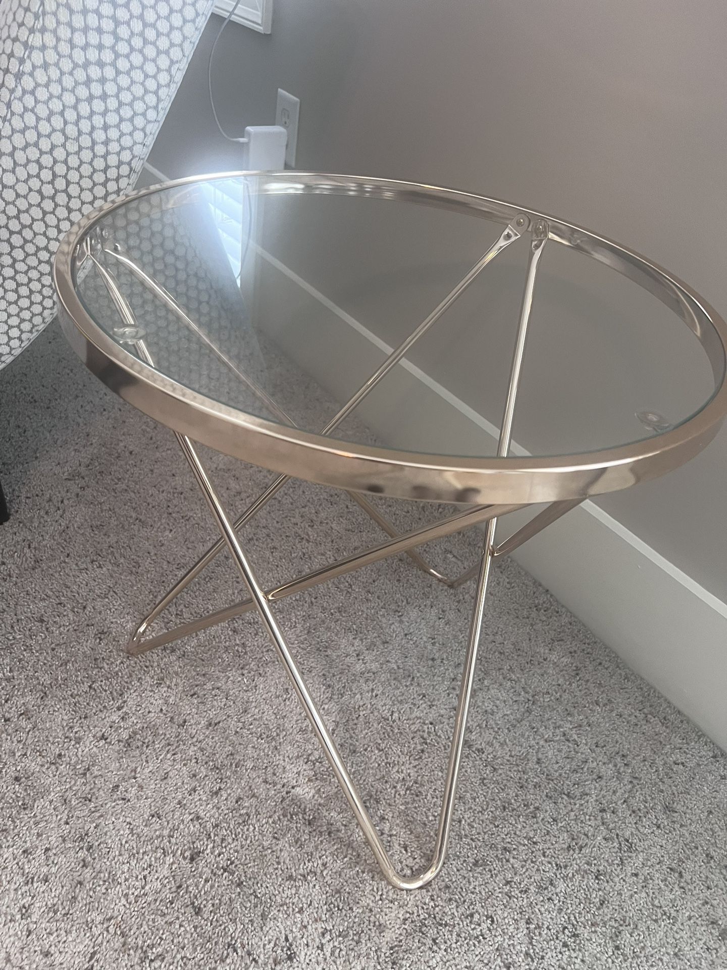 Beautiful Rose Gold End Table For Sale