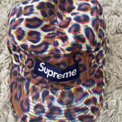 Supreme Washed chino Twill Leopard Camp Cap FW24 