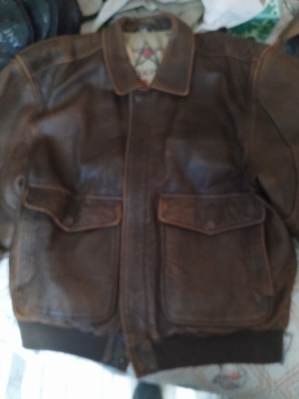 Leather Bomber Jacket Mens/Lrg