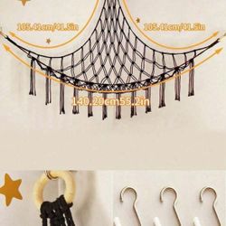 1pc Large Boho Stuffed Animals Net Or Hammock, Toy Hammock, Stuff Animal Storage Corner Hanging Net Holder, Mesh Hammock Plush Toy Hanging Storage Wit