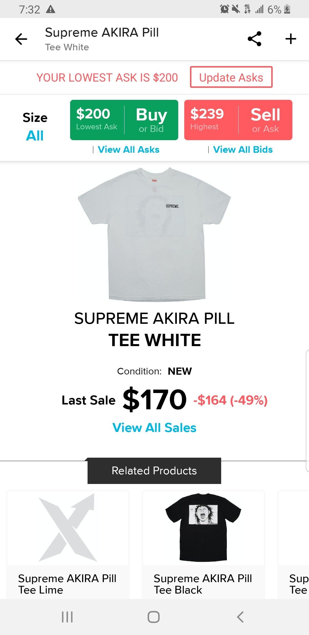 Supreme x akira tee shirt xl