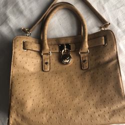 Michael Kors ostrich satchel handbag