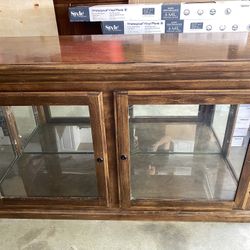 Vintage Curio Cabinet Glass And Mirror 