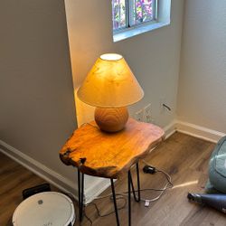 Live Edge Wood Side Table with Hairpin Legs