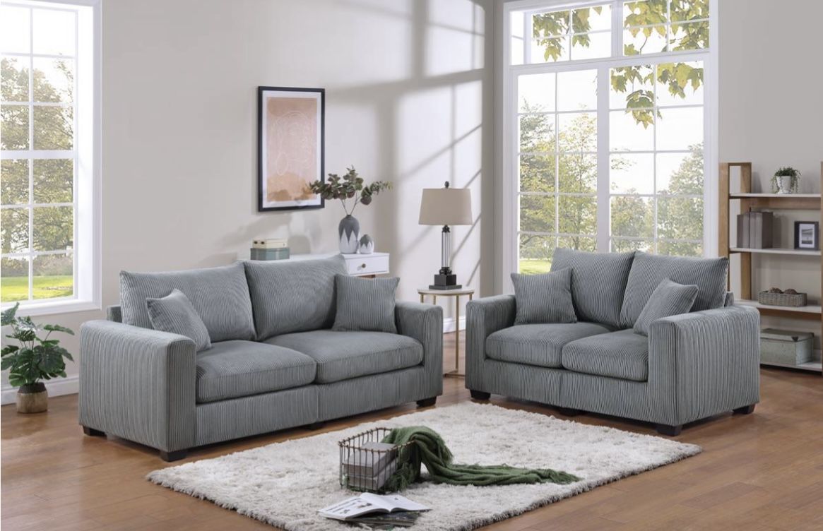 2 Pc Corduroy Sofa And Loveseat Set 