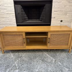 TV Console With Rattan Doors