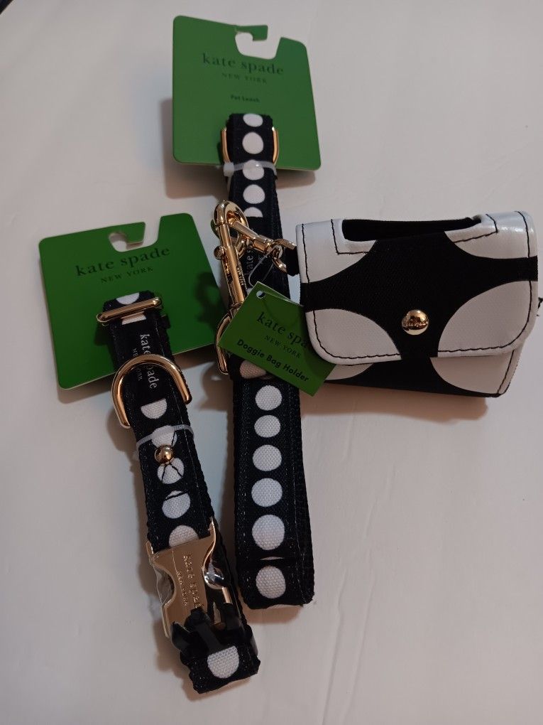 WALK YOUR DOG IN STYLE **NEW** KATE SPADE "ART DOT" SET
