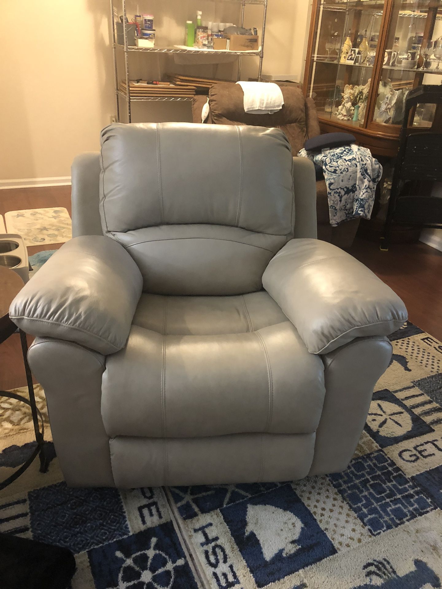 Vercelli Stone (Tan) Leather Rocker Recliner From Rooms To Go