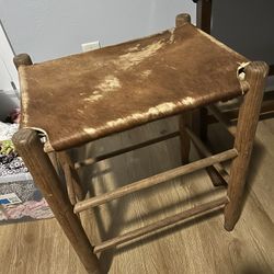 Cowhide and Wood Stool