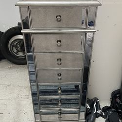 Mirrored Tallboy Chest Mirror Dresser– Silver – Furniture 