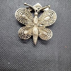 Silver Button Brooch/clip 