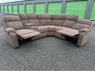 FREE DELIVERY 🚚 AND INSTALLATION - Corduroy manual Reclining Sectional Sofa with Console