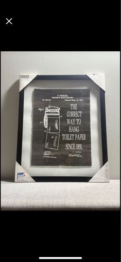 Funny Bathroom Wall Art Framed – Toilet Paper Humor Sign – Farmhouse Bathroom Decor