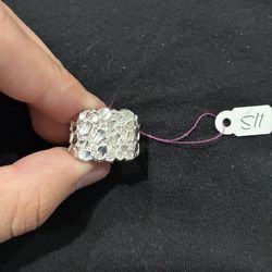 925 Silver Nugget Ring With Diamond Cut