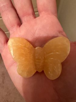 Yellow Calcite Crystal Stone Butterfly Decoration Decor