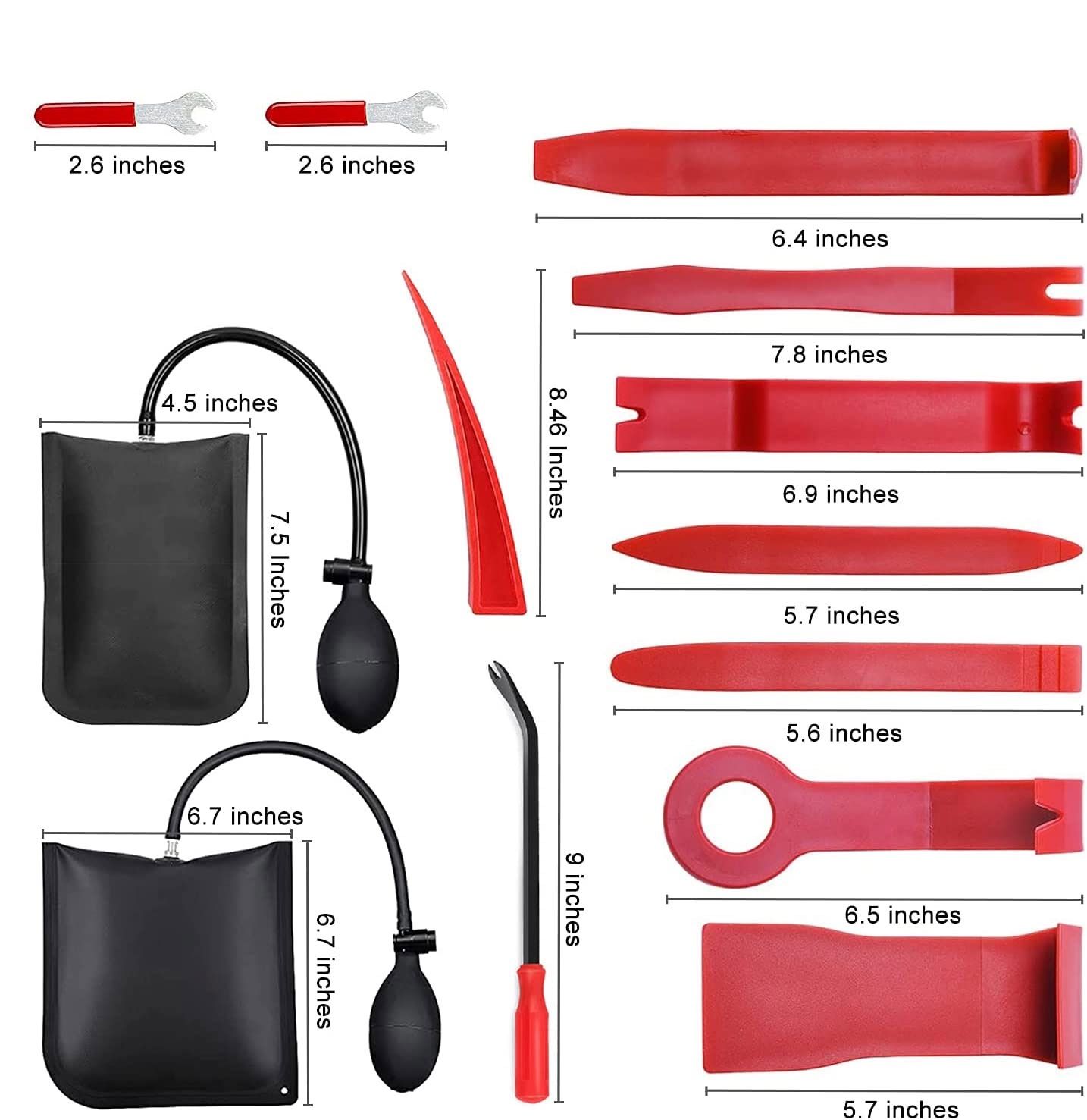 19 Pcs Professional Car Lockout Tool Kit With Air Wedges And Long Hand Tool, Auto Trim Removal Tool For Car Truck