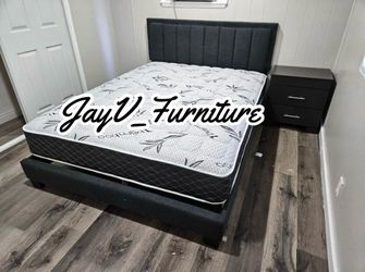 New Queen bed frame with mattress