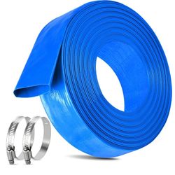 2.5" X 60FT POOL BACKWASH HOSE HEAVY DUTY DRAIN DISCHARGE WITH 2 CLAMPS 