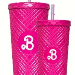 2pcs, Tumblers with Letter B, Lid and Straws, 24oz and 15oz Rhombus Pattern Water Bottle, Plastic Water Cups, Summer and Winter Drinks, Travel Accesso