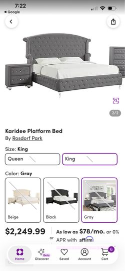 Silver tufted king bed set