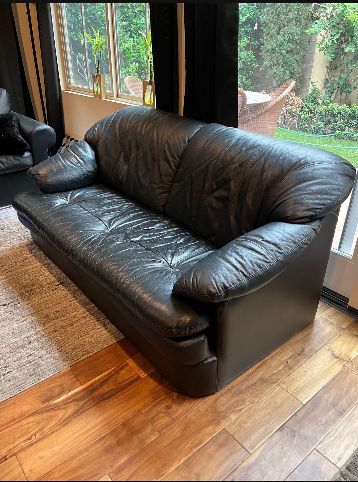 Black Leather Sofa / Couch