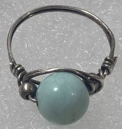 Vintage Sterling Silver Ring, Nice Light Blue Round Stone Design, Size 6, Nice Design, Quality, Jewelry, Accessory, Stamped 925, Clothing, 1163, Engag