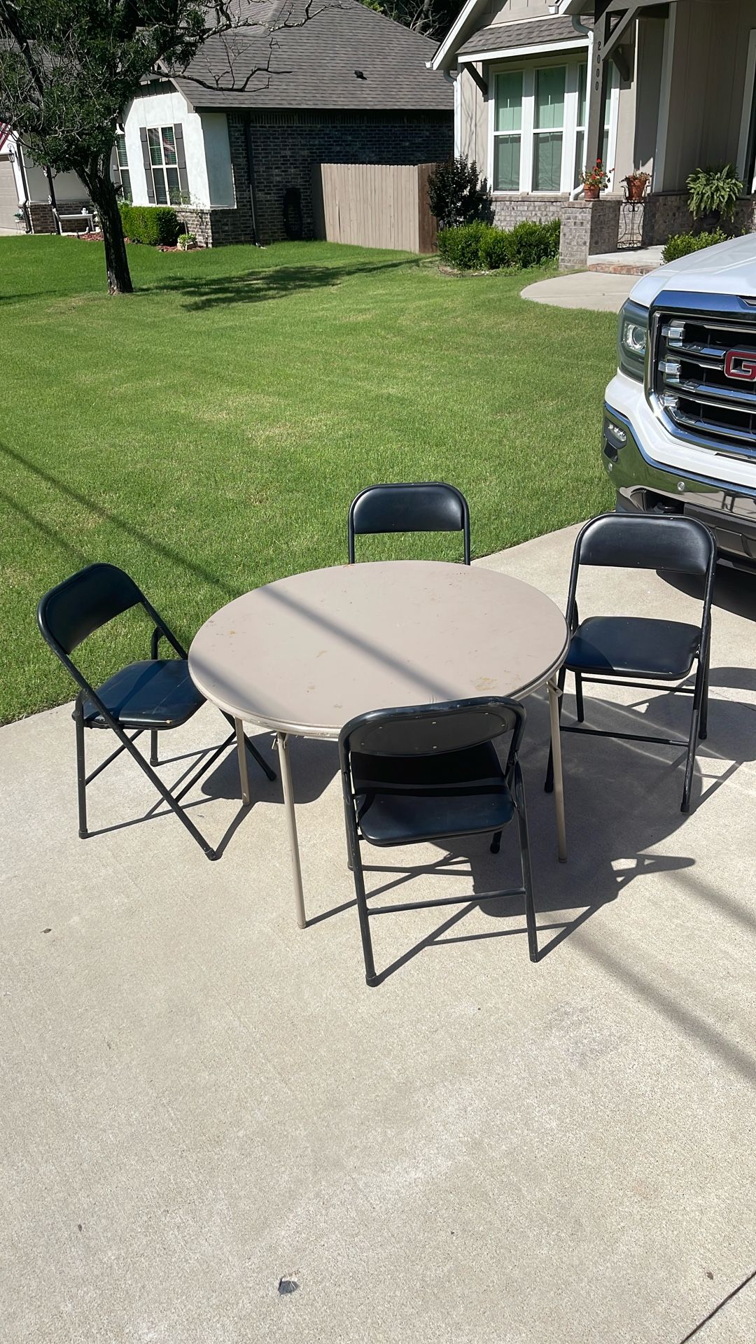 Large card Table (Round) & 4 Chairs