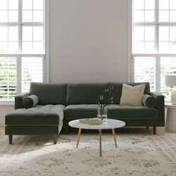 Like New Tufted Velvet Reversible Chase Couch