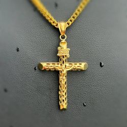 Jewelry 10k Solid Yellow Gold Cross Jesus Religious Cross Pendant charm