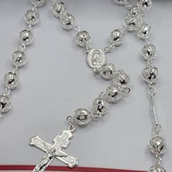 Rosary Sterling Silver Real 30"inches 