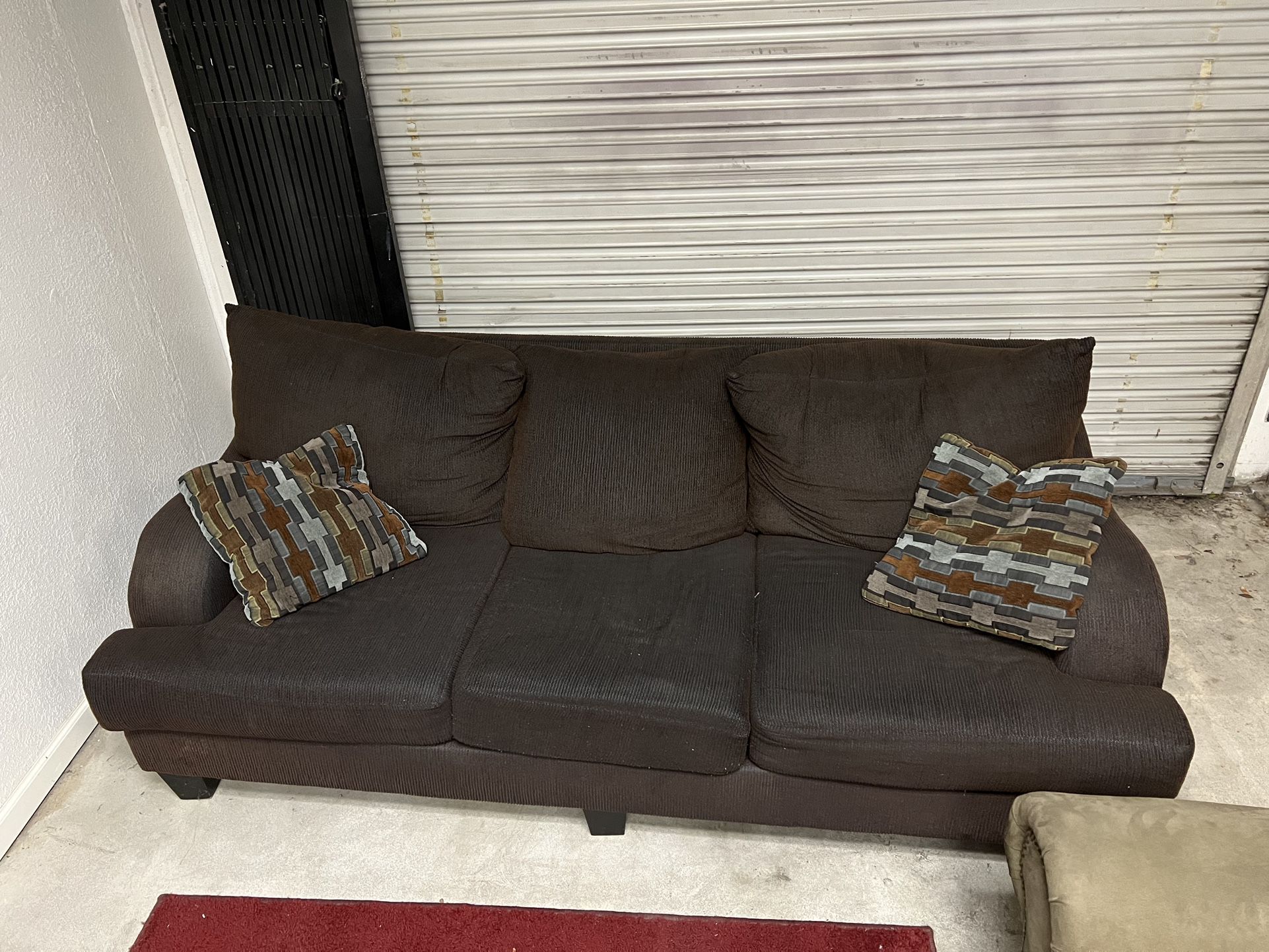 Comfy Brown Couch With Pillows, Porch Pick Up Only