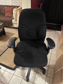 Black Fabric Office Chair with Armrests