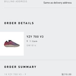 Adidas Yeezy 700 V3 Fade Carbon GW1814 INHAND Size 9 