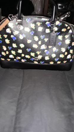 Coach Flowers Maybe Roses Leather Satchel Purse Crossbody