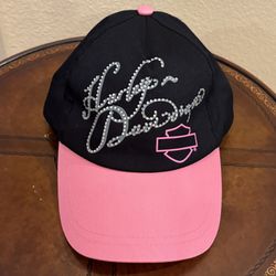 Harley-Davidson Black and Pink Rhinestone Cap One Size